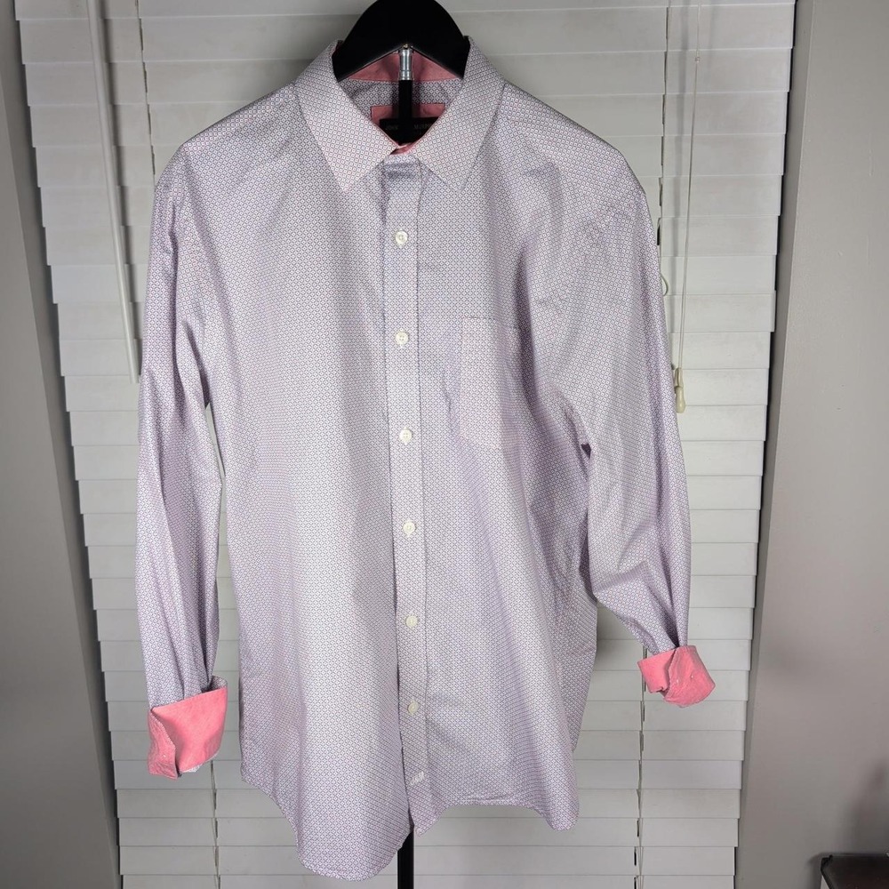 Johnston & Murphy Men's Large Geometric Print Cotton Button Down